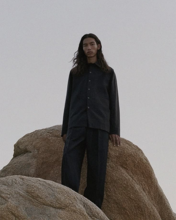 Noir Camp-Collar Shirt